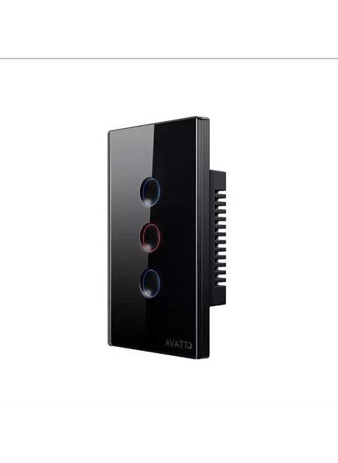 Wifi Smart Wall Light Switch,Glass Panel, Frameless, Neutral Wire Required, Remote Control Smart Life/Tuya App, Compatible with Voice assistance, BLACK Color Concave (3 Gang)