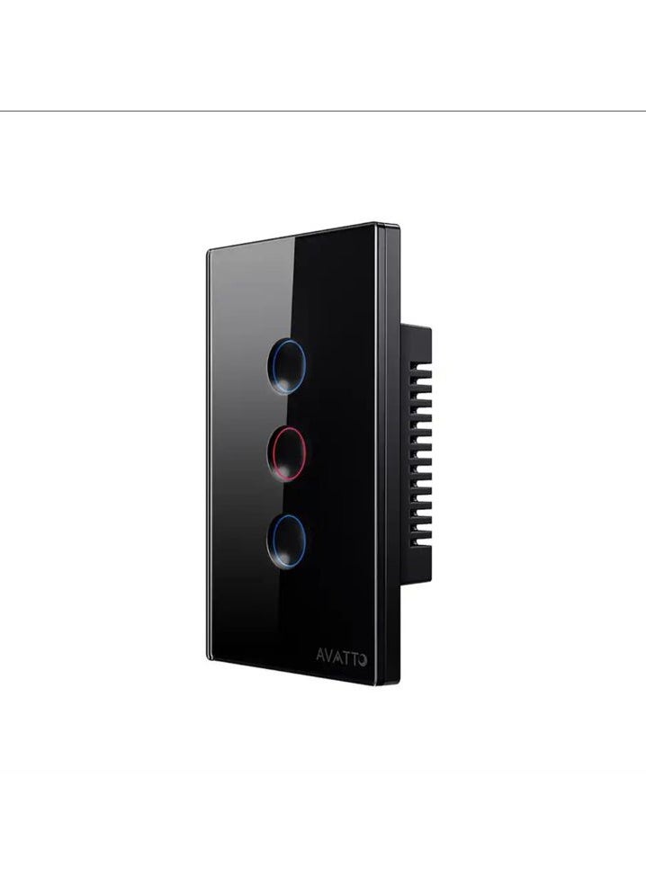 Wifi Smart Wall Light Switch,Glass Panel, Frameless, Neutral Wire Required, Remote Control Smart Life/Tuya App, Compatible with Voice assistance, BLACK Color Concave (3 Gang)