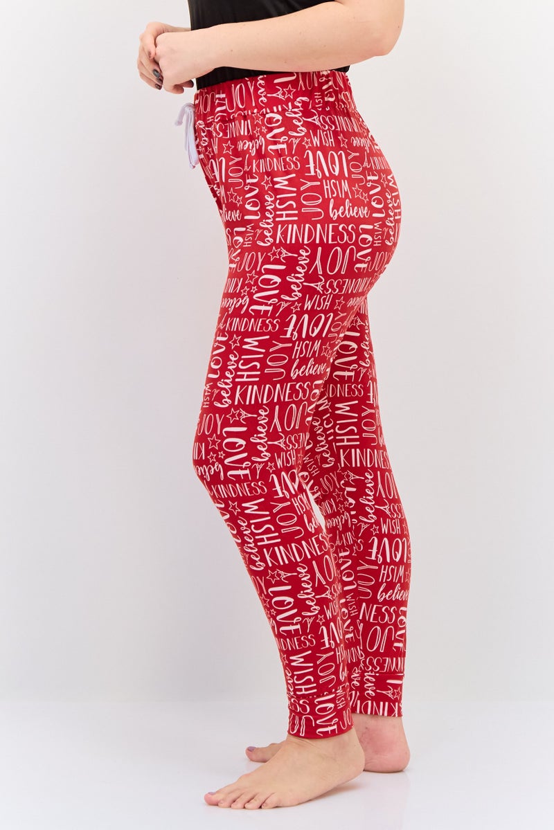 French Affair Women Allover Print Drawstring Nightwear Pajama, Multicolor - Image 2