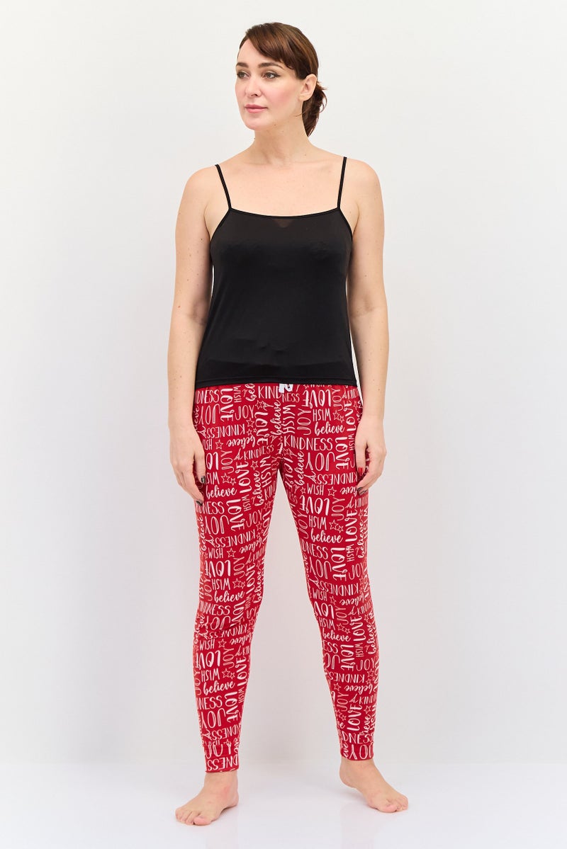 French Affair Women Allover Print Drawstring Nightwear Pajama, Multicolor - Image 4