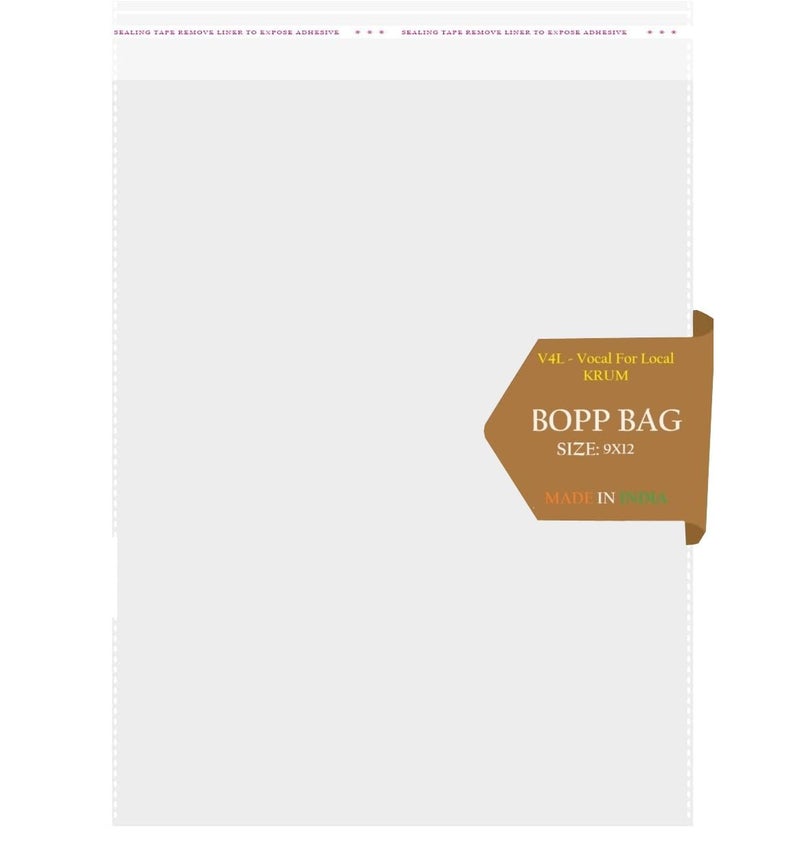 V4L Packing Clear Bags Transparent Pouches For Garments Clothes Saree Shirt Etc Self Adhesive BOPP Bags Seal Bag For Multipurpose Size 9"×12"Inch Pack Of 100 - Image 1