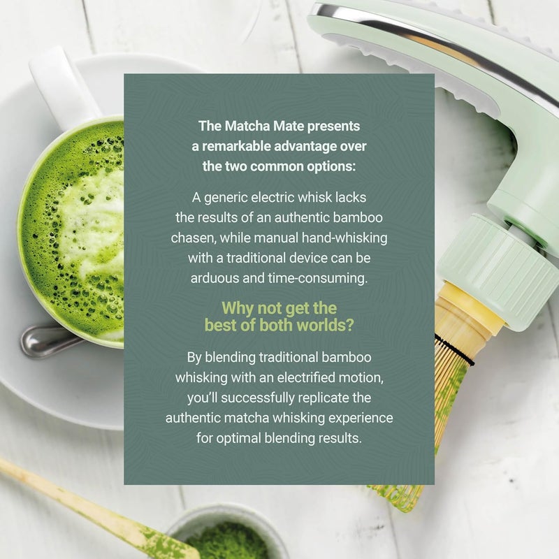 بامبو وركس مضرب خيزران كهربائي من Matcha Mate - خفق تقليدي مع دقة إلكترونية - مضرب شاي قابل لإعادة الشحن، مخفق، خلاط، مجموعة إكسسوارات لآلة تحضير الشاي - هدية - Image 3
