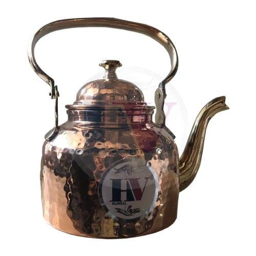 SES-LEE Brass Tableware Dinnerware Serving Pieces Brass Tea Pots Single Kettle with 4 Cup and Saucer, 6.5-inch, Golden(450 ML) (Plain) - Image 2