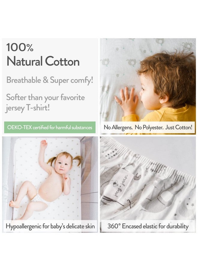 Joey + Joan Bassinet Sheets 20x30 Inch for Graco Travel Lite Crib, Sense2Snooze, My View 4 in 1, Dream Suite and Guava Bassinet - 100% Jersey Cotton Fitted Sheets - Grey, Mint - 2 Pack - Image 3