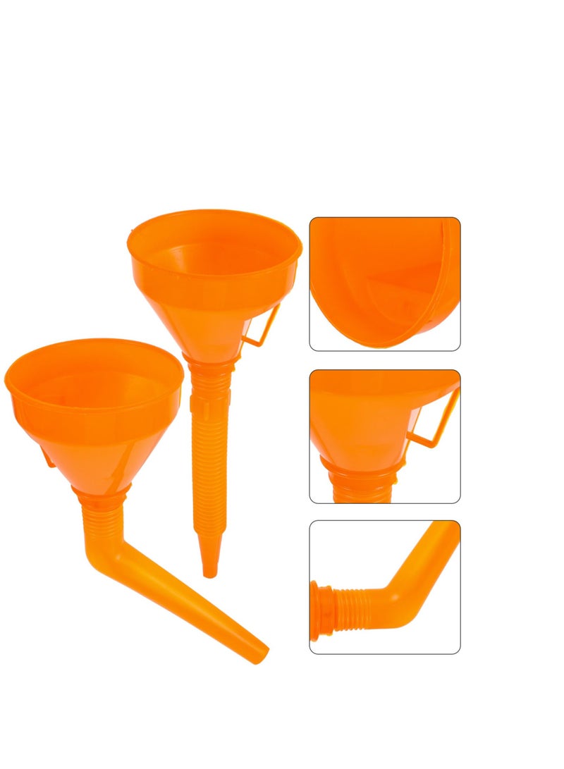 SYOSI Automotive Funnels, 2Pcs Orange Wide Mouth Oil Funnel, Right Angle Funnel, No- Spill Plastic Long Neck Oil Funnel Extension, for Cars Motorcycles Engine Oil Kerosene Gasoline Gas Fuel - Image 3