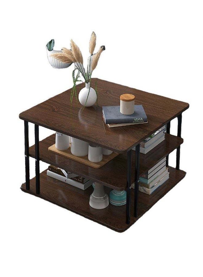 Modern 3-Tier Square Coffee Table with Storage Shelves Wooden Top and Metal Frame 60 x 60 x 43 cm - Image 2