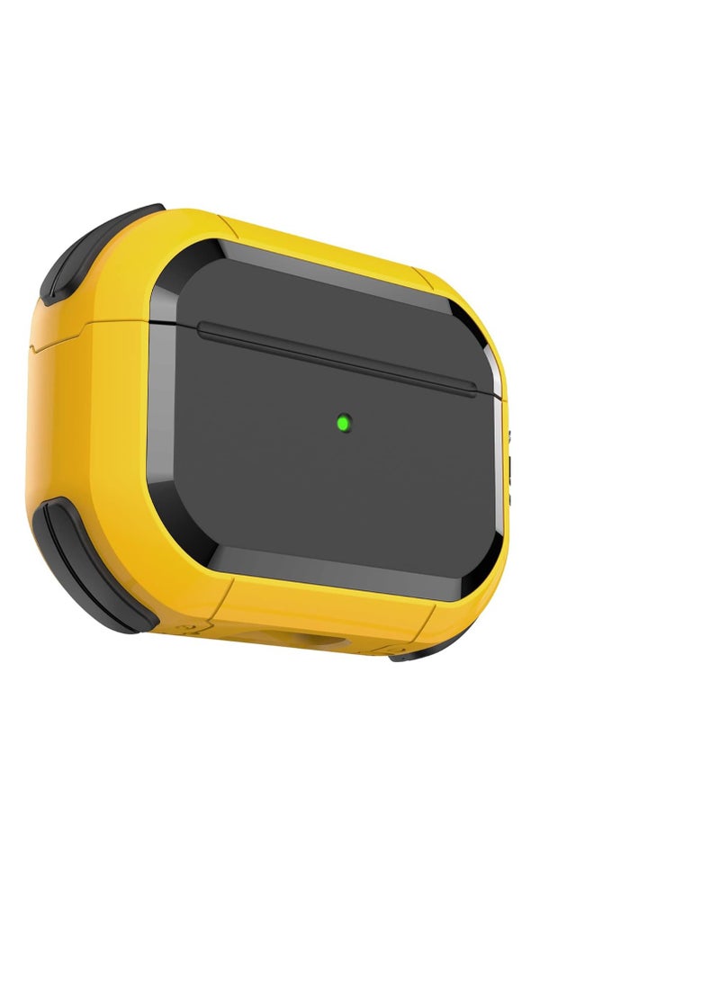 Generic - ELMO3EZZ Airpods 3 (2021) Case, Rugged Fully Wrapped Design Case with Ring Clip Holder for Airpod 3rd Generation [LED Visible] (Yellow) - Image 1