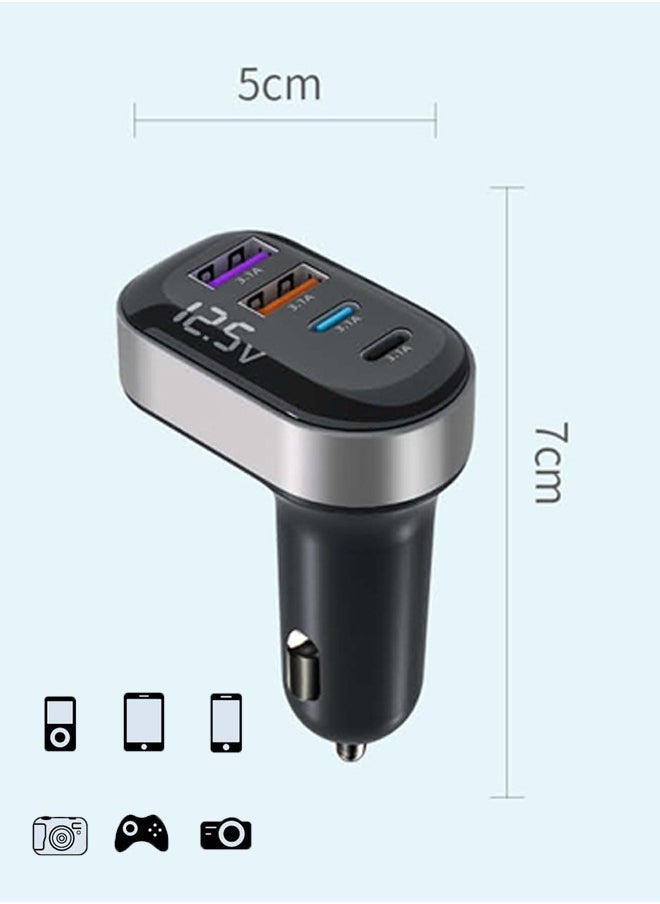 EzzySo - 12/24V 15W Fast Car Charger Fast Car Power Adapter Dual USB5W for iPhone Dual Type C 5W Car Bluetooth USB Charger Plug with iPhone, Samsung, Galaxy, Huawei, Xiaomi - Image 1