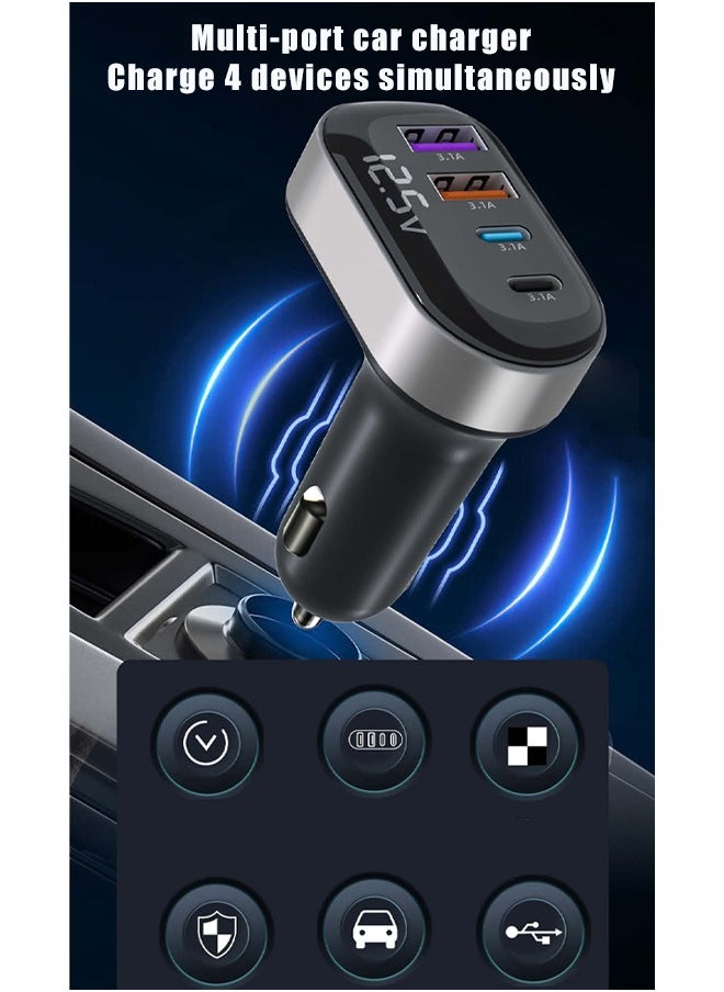 EzzySo - 12/24V 15W Fast Car Charger Fast Car Power Adapter Dual USB5W for iPhone Dual Type C 5W Car Bluetooth USB Charger Plug with iPhone, Samsung, Galaxy, Huawei, Xiaomi - Image 1