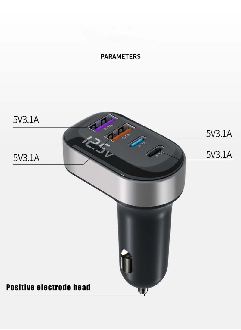 EzzySo - 12/24V 15W Fast Car Charger Fast Car Power Adapter Dual USB5W for iPhone Dual Type C 5W Car Bluetooth USB Charger Plug with iPhone, Samsung, Galaxy, Huawei, Xiaomi - Image 1