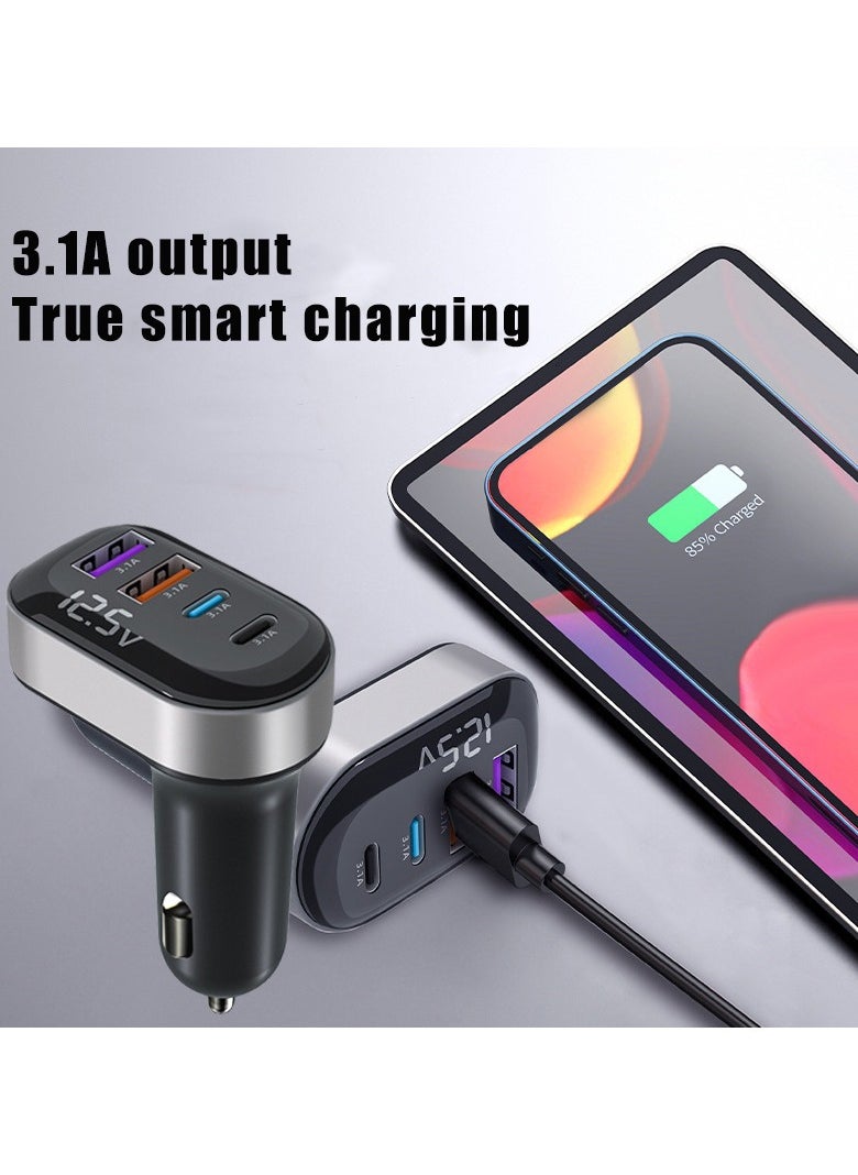 EzzySo - 12/24V 15W Fast Car Charger Fast Car Power Adapter Dual USB5W for iPhone Dual Type C 5W Car Bluetooth USB Charger Plug with iPhone, Samsung, Galaxy, Huawei, Xiaomi - Image 1