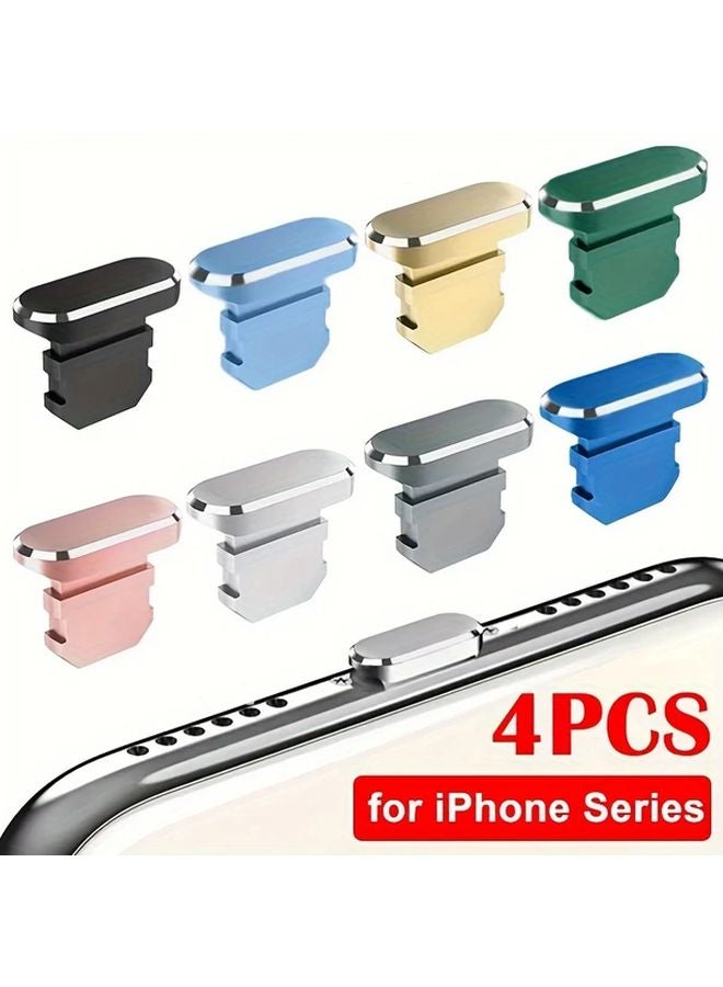 4 قطع من سدادات الغبار المصنوعة من سبائك الألومنيوم باللون الأسود لهواتف iPhone 14 و13 و12 Pro Max و11 Mini وXR و8 Plus وآيباد وإيربودز، غطاء منفذ Lightning - Image 2