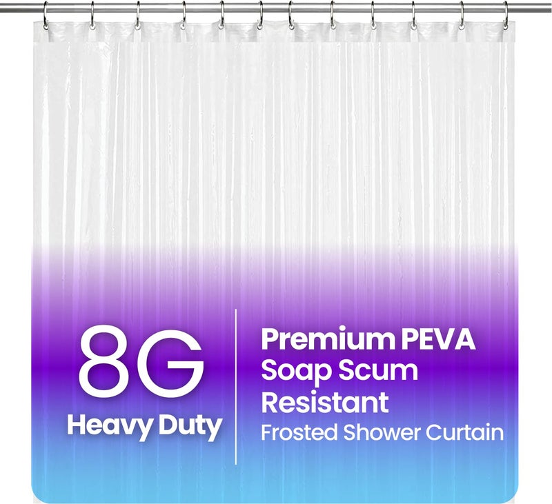 LiBa Waterproof Plastic Shower Curtain - Bathroom Shower Curtain Premium PEVA Non-Toxic with Rust Proof Grommets Frosted 8G Heavy Duty Bathroom Accessories 72x84 - Frosted - Image 1