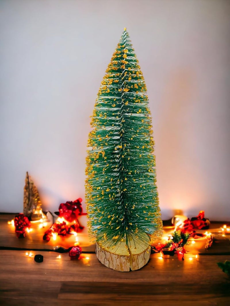 SESONBY SESONBY One Feet Golden Glitter Artificial Tabletop Christmas Pine Tree for Holiday Home Office Decoration Christmas Tree Table Small Xmas TreeTable Top Christmas Tree  - Image 1