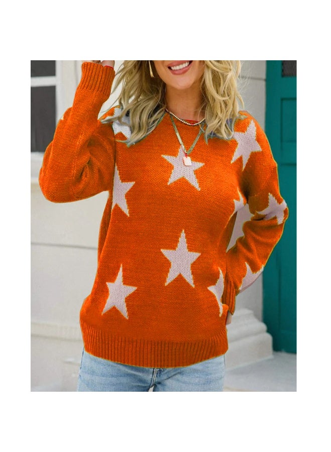 NIBEMINENT Sweater Long Sleeve Knit Print Patchwork Pullovers Vintage Loose Round Neck Thick Jumpers Elegant Lady Casual Autumn Winter - Image 1