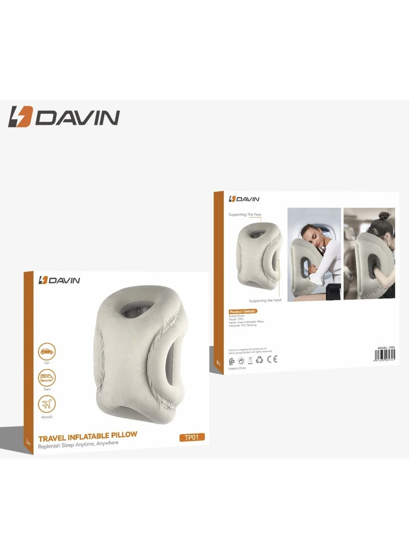 Davin Inflatable Travel Pillow,Neck Pillow for Airplanes/Cars/Buses/Trains/Office Napping,Travel Esentials Pillow for Body Head Neck Rest,Travel Accessories for Airplane - Image 4