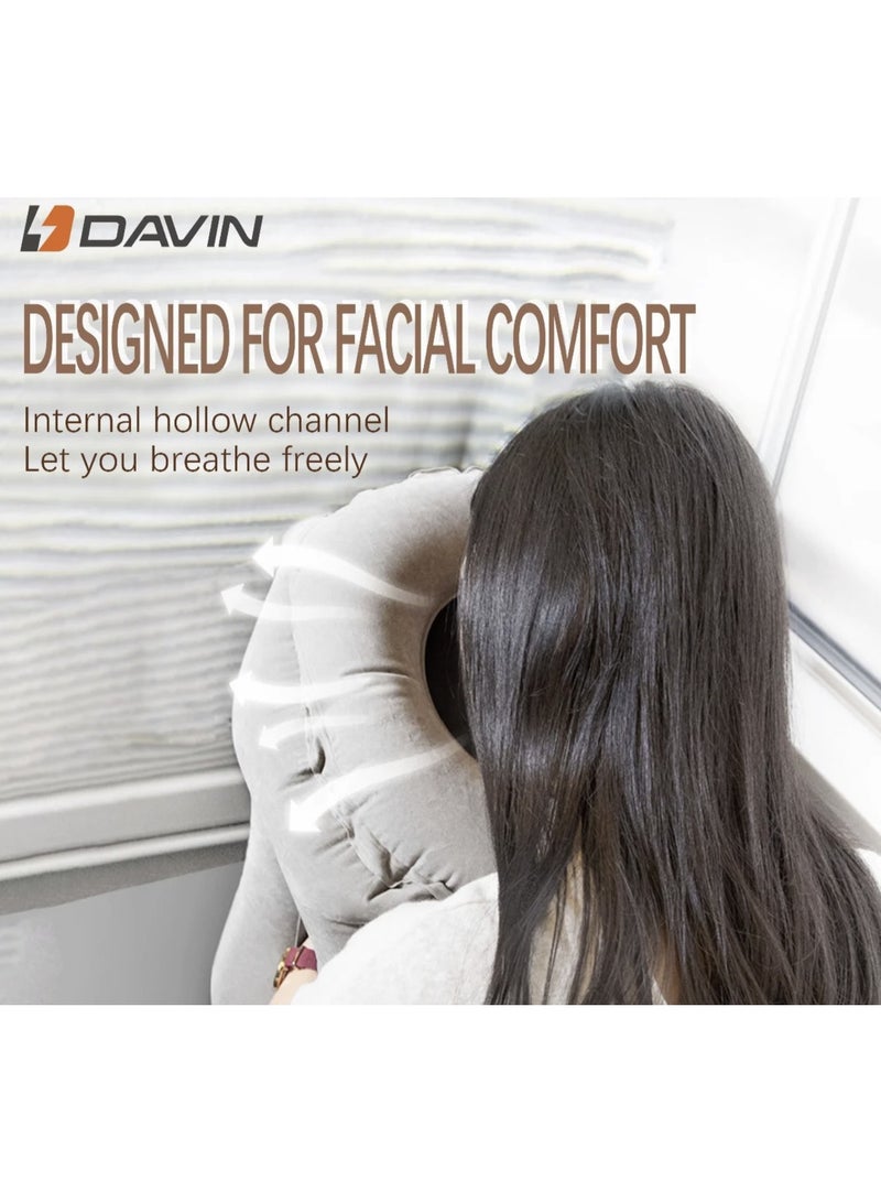 Davin Inflatable Travel Pillow,Neck Pillow for Airplanes/Cars/Buses/Trains/Office Napping,Travel Esentials Pillow for Body Head Neck Rest,Travel Accessories for Airplane - Image 2