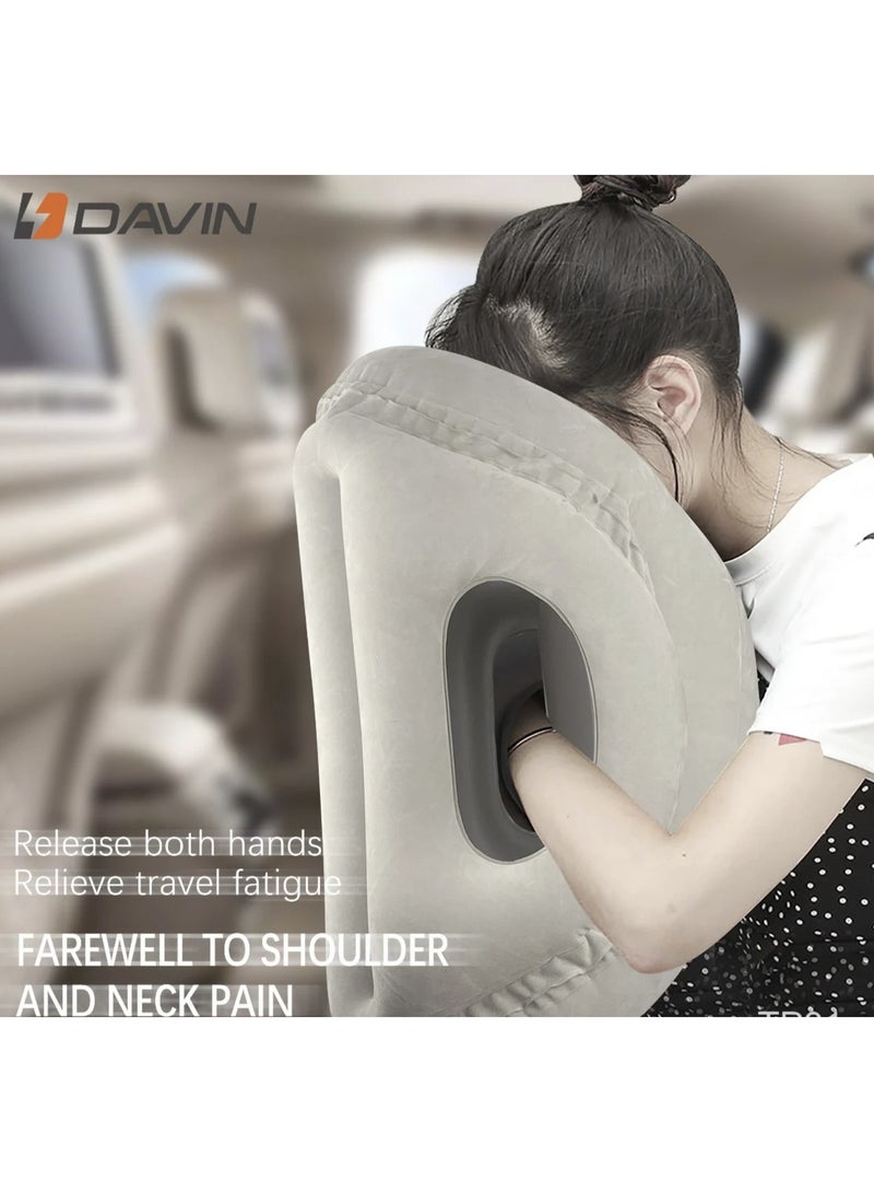 Davin Inflatable Travel Pillow,Neck Pillow for Airplanes/Cars/Buses/Trains/Office Napping,Travel Esentials Pillow for Body Head Neck Rest,Travel Accessories for Airplane - Image 3