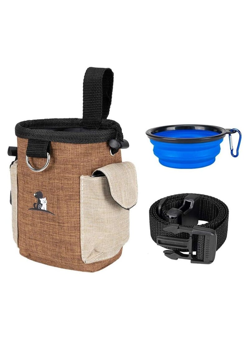 Dog Treat Bag, Dog Treat Training Pouch Built-In Bag Dispenser,Treat Training Bag with Waist Belt and Shoulder Strap for Treats - Image 1