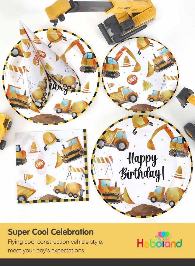Heboland Construction Birthday Party Supplies Plates And Napkins Set For 25 Guests Construction Theme Party Decorations For Boys Kids - Image 5
