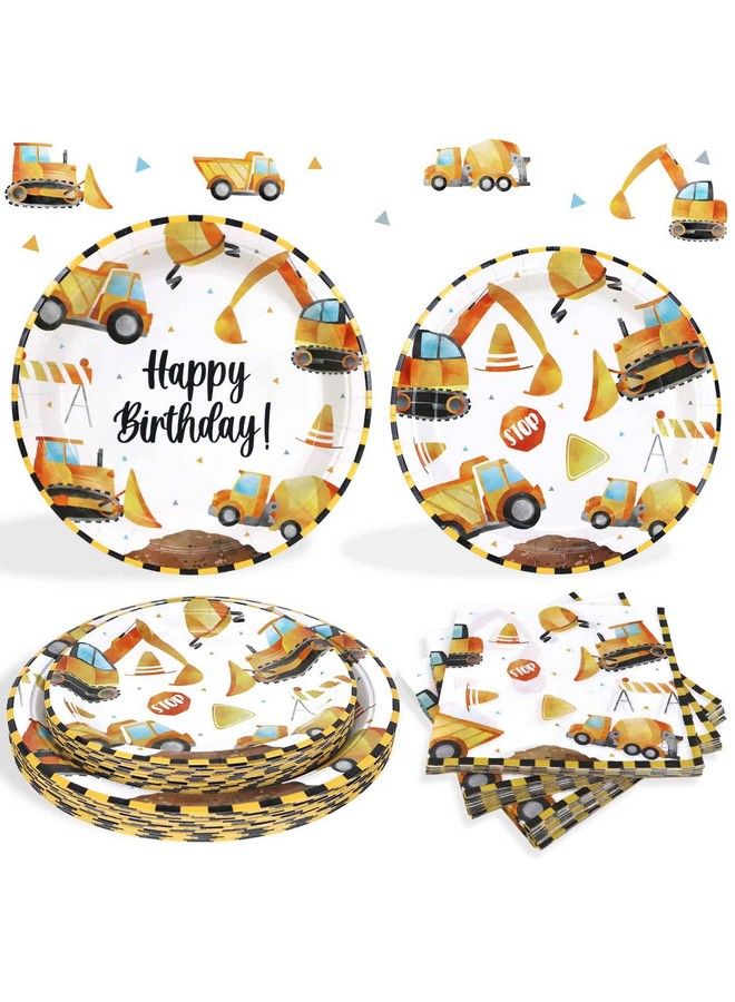 Heboland Construction Birthday Party Supplies Plates And Napkins Set For 25 Guests Construction Theme Party Decorations For Boys Kids - Image 1