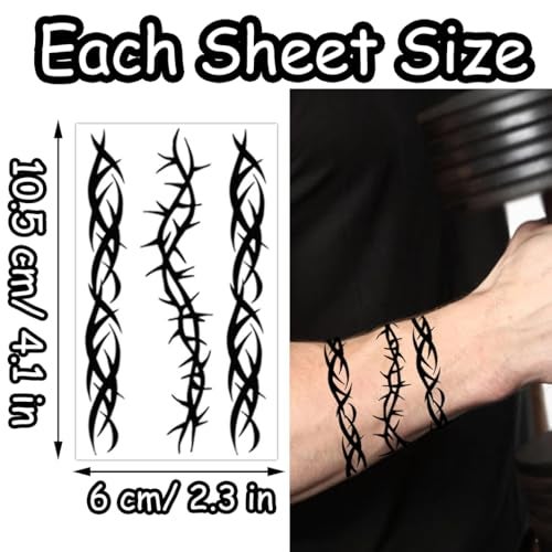 S.A.V.I 5 Sheets Waterproof Temporary Tattoos for Women & Men - Tribal, Floral, Text & Sun Designs - Easy to Apply & Remove - Perfect for Parties & Festivals - 10.5x6cm Each Sheet - Image 2