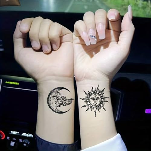 S.A.V.I 5 Sheets Waterproof Temporary Tattoos for Women & Men - Tribal, Floral, Text & Sun Designs - Easy to Apply & Remove - Perfect for Parties & Festivals - 10.5x6cm Each Sheet - Image 5