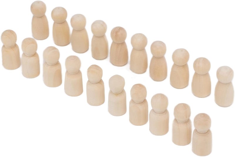 HEEPDD 20Pcs Unfinished Wooden Peg Dolls for DIY Crafts, Crafts, Natural Wooden People Shape Dolls for Kids and Family Activities 20Pcs Unfinished Peg for DIY Nan Handicraft (34MM Mixed Male and - Image 1