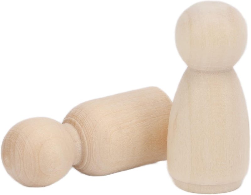HEEPDD 20Pcs Unfinished Wooden Peg Dolls for DIY Crafts, Crafts, Natural Wooden People Shape Dolls for Kids and Family Activities 20Pcs Unfinished Peg for DIY Nan Handicraft (34MM Mixed Male and - Image 2