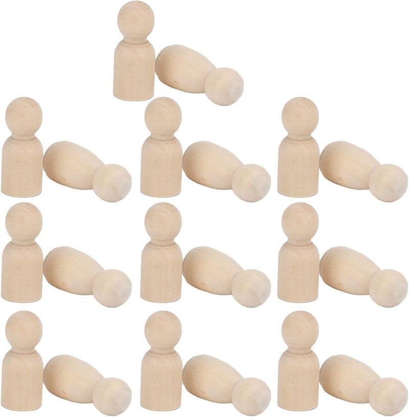HEEPDD 20Pcs Unfinished Wooden Peg Dolls for DIY Crafts, Crafts, Natural Wooden People Shape Dolls for Kids and Family Activities 20Pcs Unfinished Peg for DIY Nan Handicraft (34MM Mixed Male and - Image 3