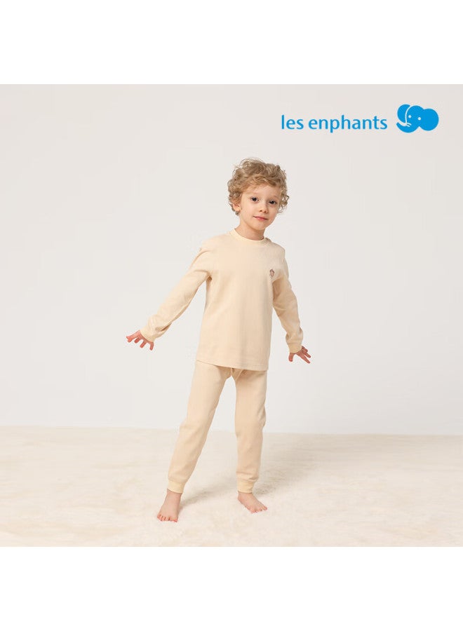 Les enphants Liyingfang Children's Pajamas Boys Girls Autumn Clothes Autumn Pants Set Baby Warm Underwear Set Crew Neck Blue White 110 CM - Image 5