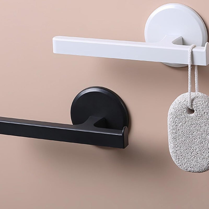 2Pcs Black Wall Mounted Towel Rack Punch Free Bathroom Bar Holder Space Saving Storage - Image 3