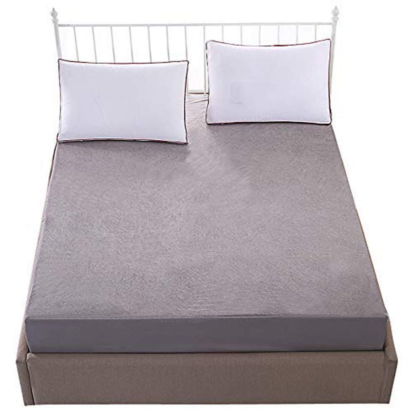 UNGROL Jaipur Linen Terry Cotton 100TC Fitted Mattress Protector Cal King_Light Grey - Image 1