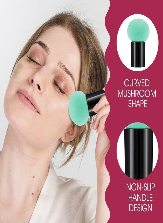 Aternal إسفنجة مكياج على شكل فطر للبنات، إسفنجة مكياج على شكل فطر، إسفنجة دمج بمقابض، أدوات تجميل للوجه للاستخدام الجاف والرطب، مناسبة لكريم الأساس، والكونسيلر، وكريمات البودرة، مع فرشاة كريم أساس بيضاوية. - Image 3