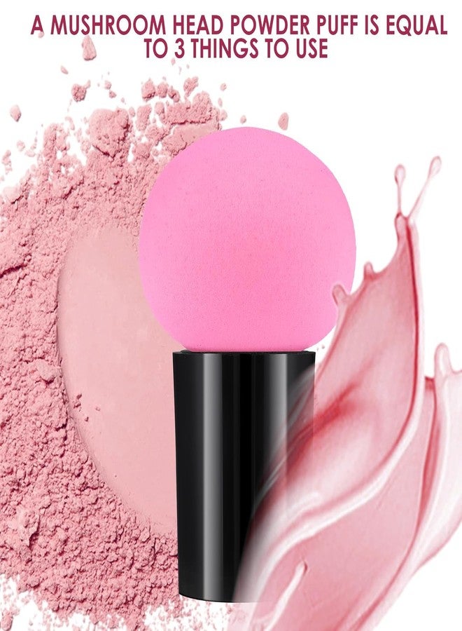 Aternal إسفنجة مكياج على شكل فطر للبنات، إسفنجة مكياج على شكل فطر، إسفنجة دمج بمقابض، أدوات تجميل للوجه للاستخدام الجاف والرطب، مناسبة لكريم الأساس، والكونسيلر، وكريمات البودرة، مع فرشاة كريم أساس بيضاوية. - Image 4