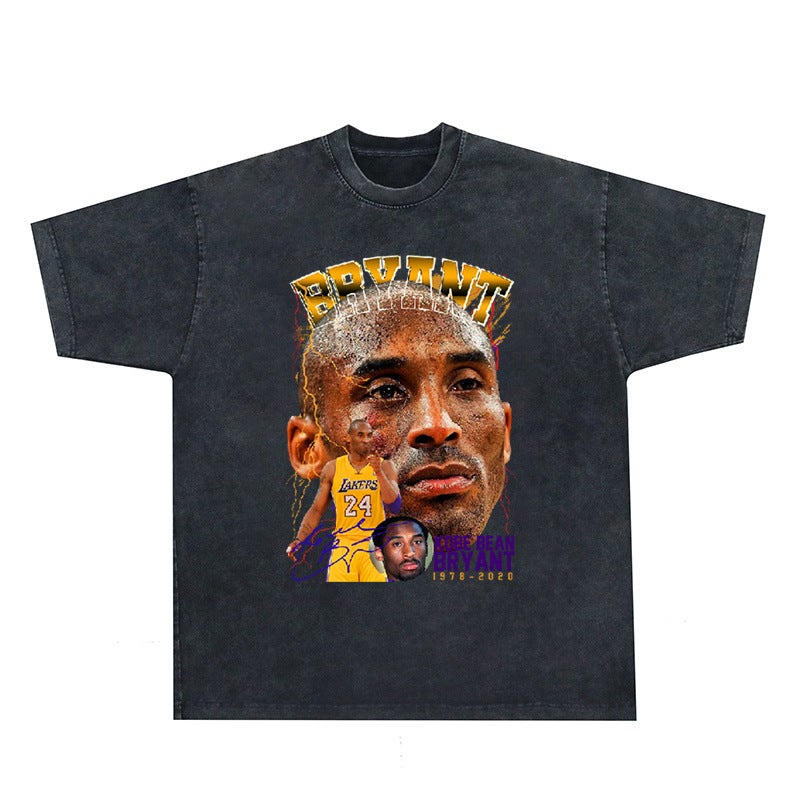 Bf Style Retro American High Street Leisure Washed T-Shirt Figure Leisure Printing - Image 1