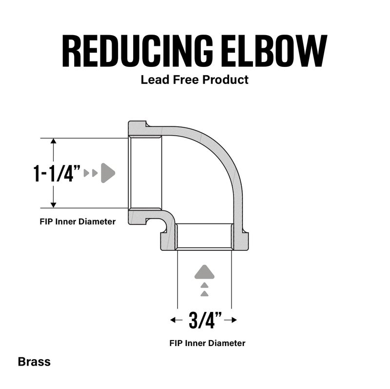 SUPPLYGIANT Supply Giant BRRL1143-NL 1-1/4 X 1-inch Brass 90-Degree Reducing Elbow, No Lead - Image 3