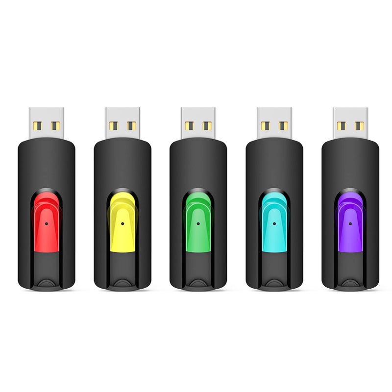 Aiibe 128GB Flash Drive 5 Pack 128GB USB Flash Drives Thumb Drive 128 GB USB Drive USB 2.0 Memory Sticks Jump Drives 128G (5 Pack, Red Green Cyan Yellow Purple) - Image 1