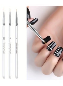 Goolsky 3Pcs Nail Art Brushes, Thin Liner Brush Detail Design Pen Set Acrylic Nail Brush Gel Nail Painting Brush Nail Dotting Tools Drawing Brush Kit Transparent Crystal Handle Home DIY Salon Use  - Image 1