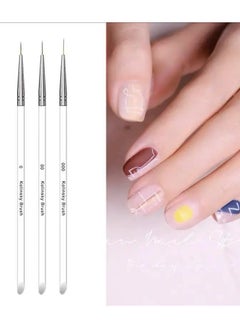 Goolsky 3Pcs Nail Art Brushes, Thin Liner Brush Detail Design Pen Set Acrylic Nail Brush Gel Nail Painting Brush Nail Dotting Tools Drawing Brush Kit Transparent Crystal Handle Home DIY Salon Use  - Image 4