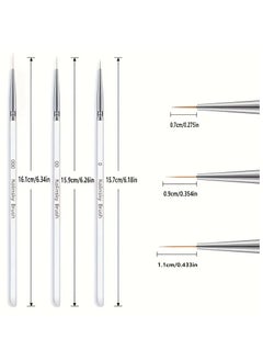 Goolsky 3Pcs Nail Art Brushes, Thin Liner Brush Detail Design Pen Set Acrylic Nail Brush Gel Nail Painting Brush Nail Dotting Tools Drawing Brush Kit Transparent Crystal Handle Home DIY Salon Use  - Image 5