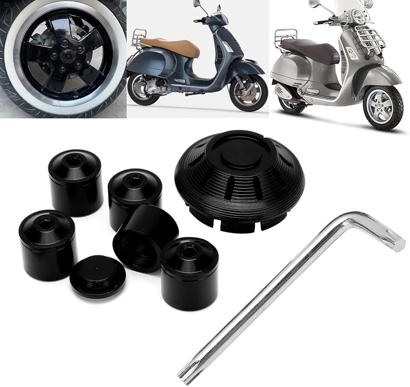 Replacement for Piaggio GTS GTV 250 300 2017-2020, Motorcycle Hubcap Wheel Side Cover, Aluminum Alloy Scooter Hubcap with Wrench, Stylish Motorbike Accessories for Front an - Image 5