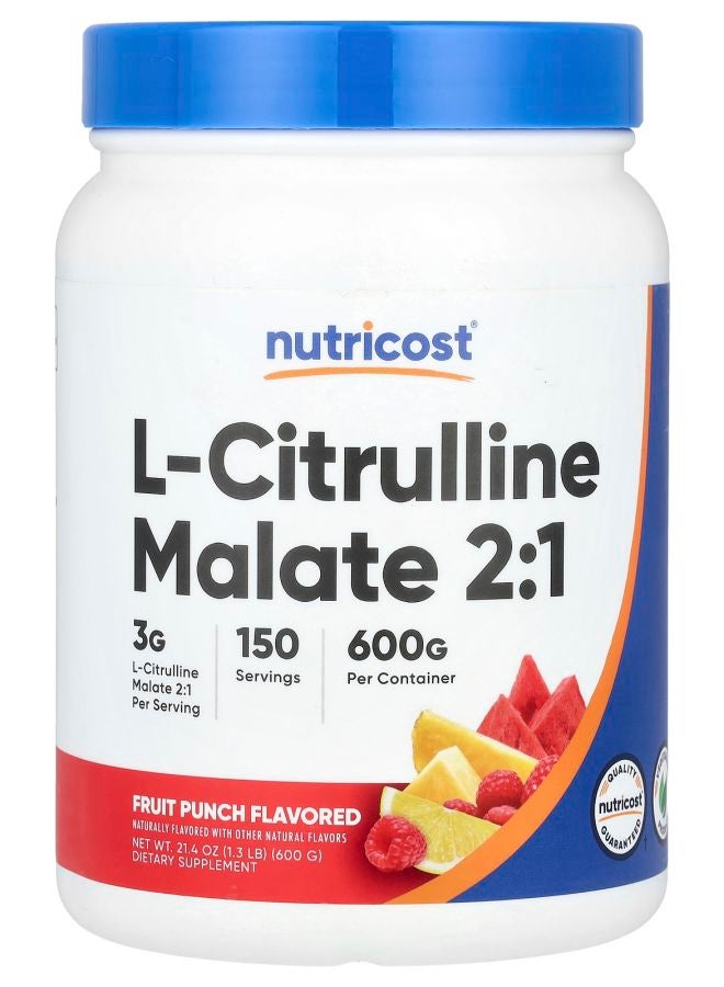 Nutricost L-Citrulline Malate 2:1 Fruit Punch 1.3 lb (600 g) - Image 1