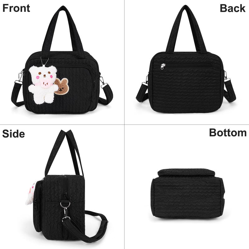 Lushandy Baby Diaper Bag Tote, Mom Bag Crossbody Diaper Bags Baby Travel Bags for Girl PaÃ±aleras Para Bebe (Black, Small) - Image 2