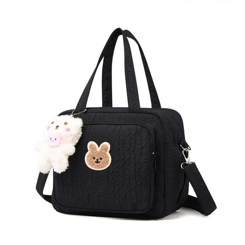 Lushandy Baby Diaper Bag Tote, Mom Bag Crossbody Diaper Bags Baby Travel Bags for Girl PaÃ±aleras Para Bebe (Black, Small) - Image 1
