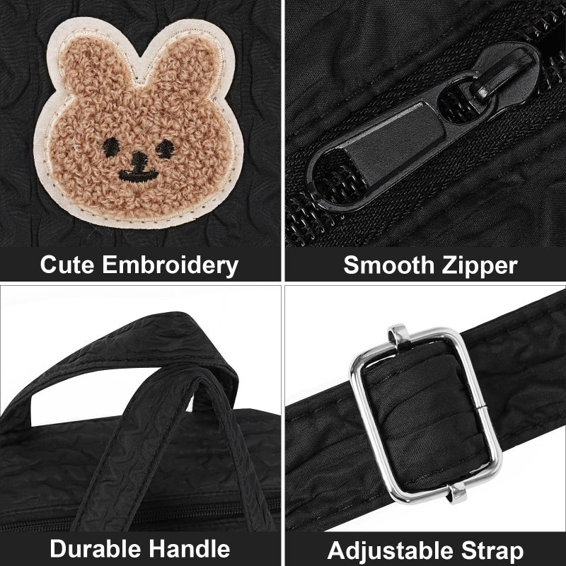 Lushandy Baby Diaper Bag Tote, Mom Bag Crossbody Diaper Bags Baby Travel Bags for Girl PaÃ±aleras Para Bebe (Black, Small) - Image 4