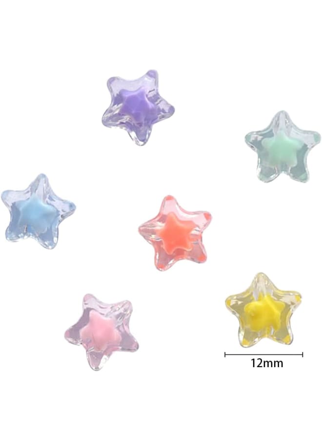 Acrylic Star Beads, 100pcs Cute Star Shape Charm Beads 10mm for Women Girls Kids DIY Bracelet Jewelry Necklace Hair Ties Making Supplies - Image 2