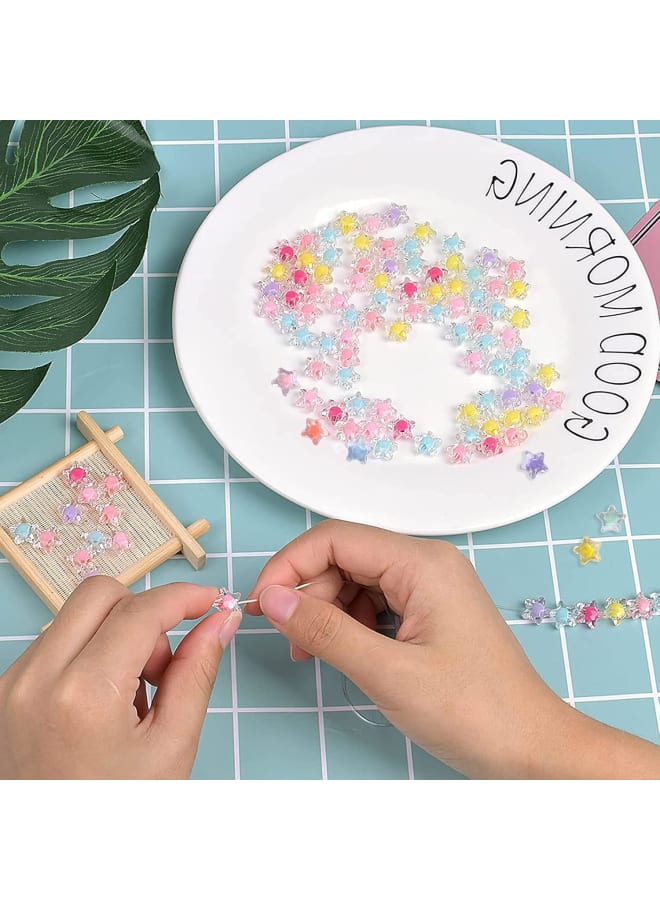 Acrylic Star Beads, 100pcs Cute Star Shape Charm Beads 10mm for Women Girls Kids DIY Bracelet Jewelry Necklace Hair Ties Making Supplies - Image 4