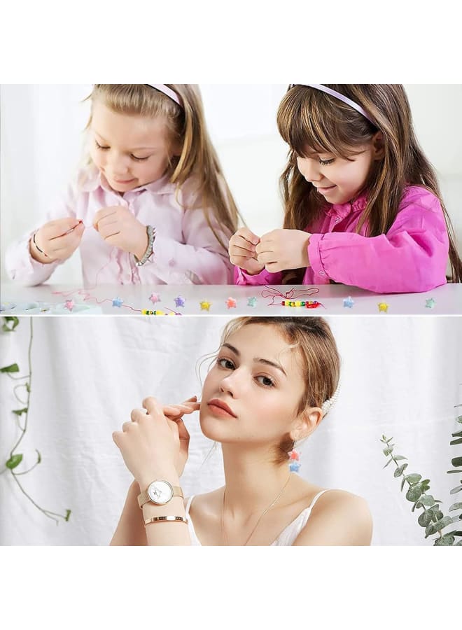 Acrylic Star Beads, 100pcs Cute Star Shape Charm Beads 10mm for Women Girls Kids DIY Bracelet Jewelry Necklace Hair Ties Making Supplies - Image 3