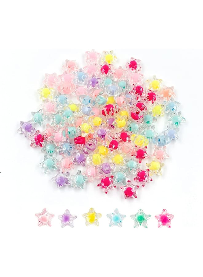 Acrylic Star Beads, 100pcs Cute Star Shape Charm Beads 10mm for Women Girls Kids DIY Bracelet Jewelry Necklace Hair Ties Making Supplies - Image 1